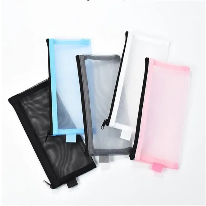 sacs de toilette décontractés à fermeture éclair, trousse de maquillage noire en maille transparente, pochette de rangement pour organisateur, sac à cosmétiques de voyage pour femmes