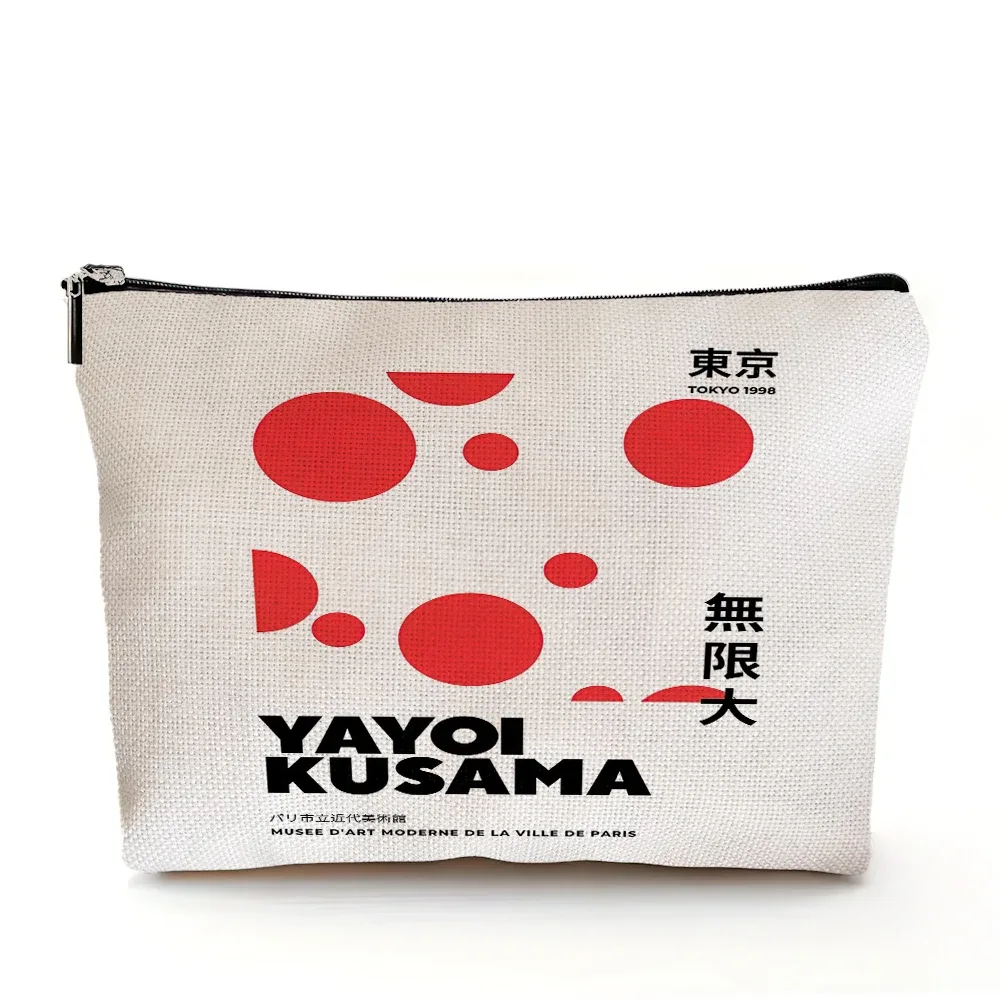 yayoi kusama dame sac à main de mariage sacs de maquillage art japonais fille sac cosmétique double impression femmes organisateur de voyage portefeuille enfant