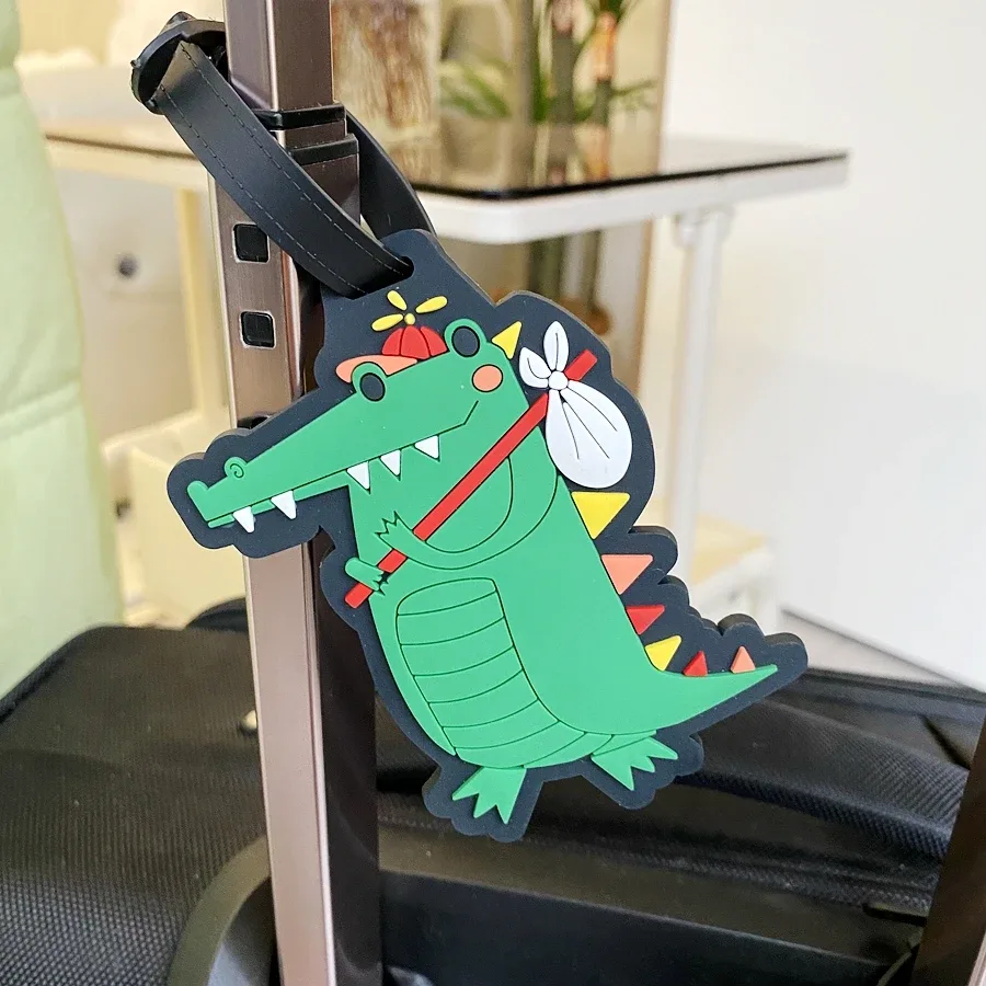 étiquette de bagage dinosaure vert, étiquette de nom de voyage pour valise, sac à dos, station d'aéroport, étiquettes volantes d'embarquement mâle/femelle, 1 pièce/2 pièces