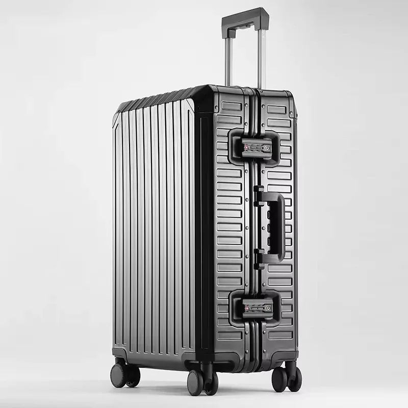 valise de luxe pour hommes d'affaires en alliage d'aluminium-magnésium à 100 %, avec roulettes pivotantes, serrure tsa, pour voyages, 20/24/26/29 pouces