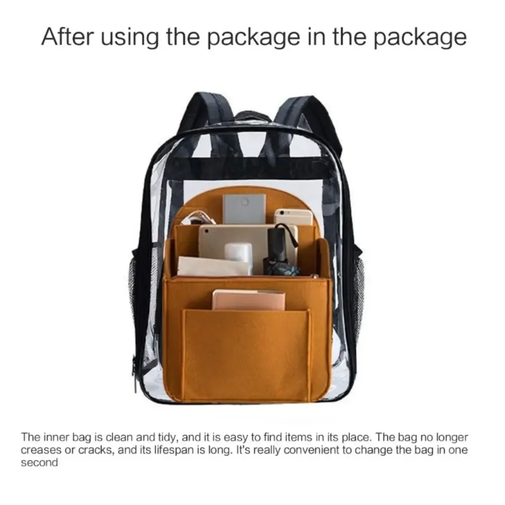 insert de sac à dos portable, petite pochette de rangement pour cosmétiques, sac de voyage intérieur pour femmes, organisateur de maquillage, compatible avec divers sacs, insert en feutre avec poches