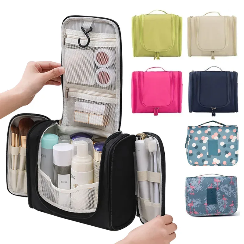 Nouveau sac de rangement de maquillage de voyage sac à cosmétiques en Nylon pour femmes sacs de maquillage de voyage suspendus Kits d'organisation de toilette de lavage sacs de rangement