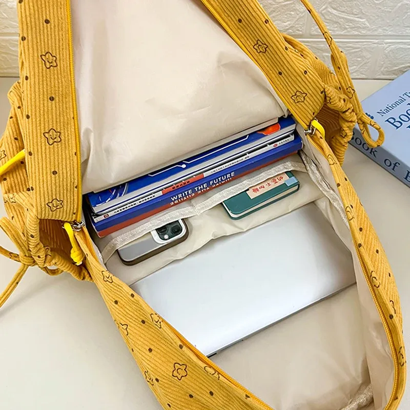 sac à dos à imprimé floral à pois, sac d'école, joli sac à dos de voyage pour étudiants, décoration en ruban à nœud papillon, sac à livres léger