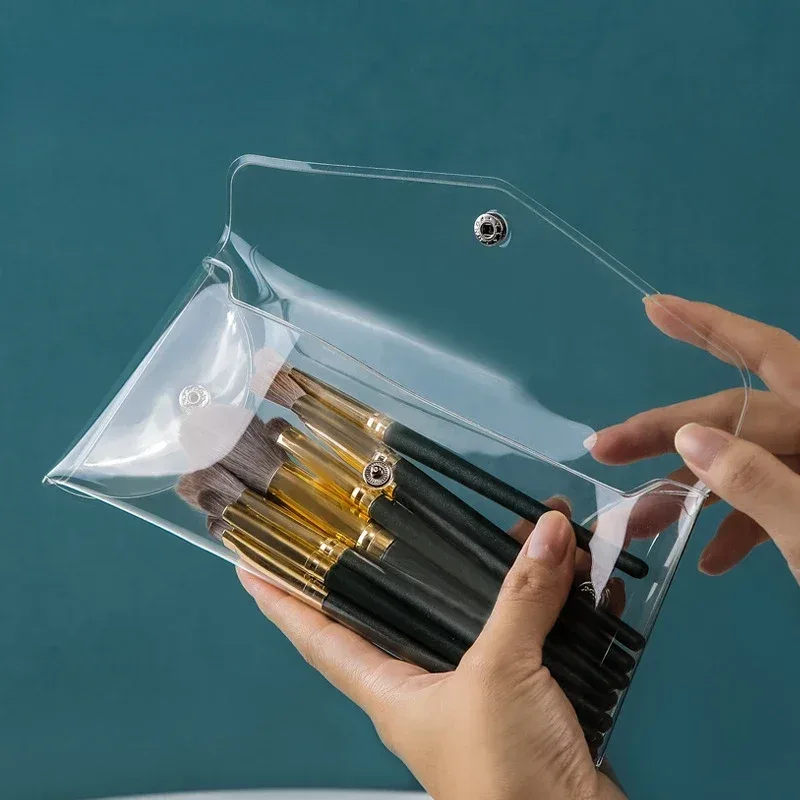 trousse de maquillage transparente, organisateur, sacs à cosmétiques, étui à brosses portable de voyage, ensemble de rangement, stylo transparent en pvc, lavage de toilette de bain