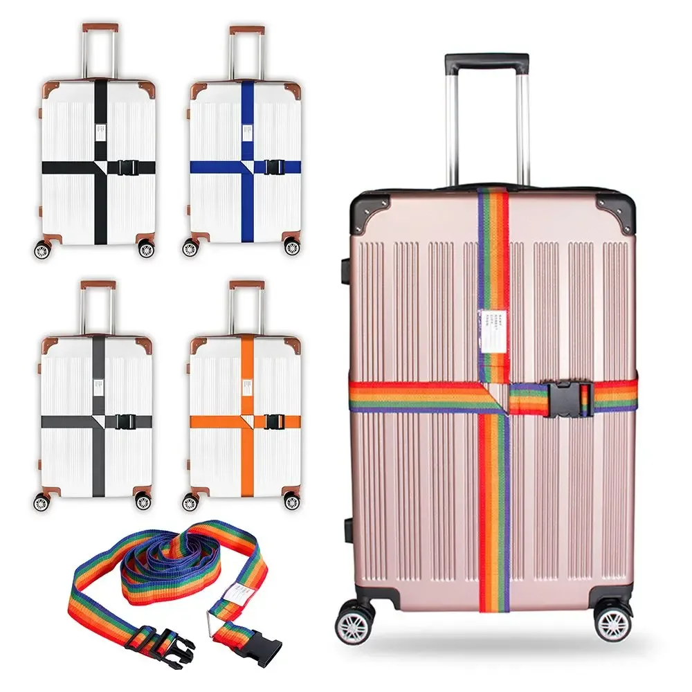 sangle à boucle de bagage, ceinture croisée, emballage réglable, accessoires de voyage, sangle à boucle de valise, ceintures d'emballage de bagages arc-en-ciel