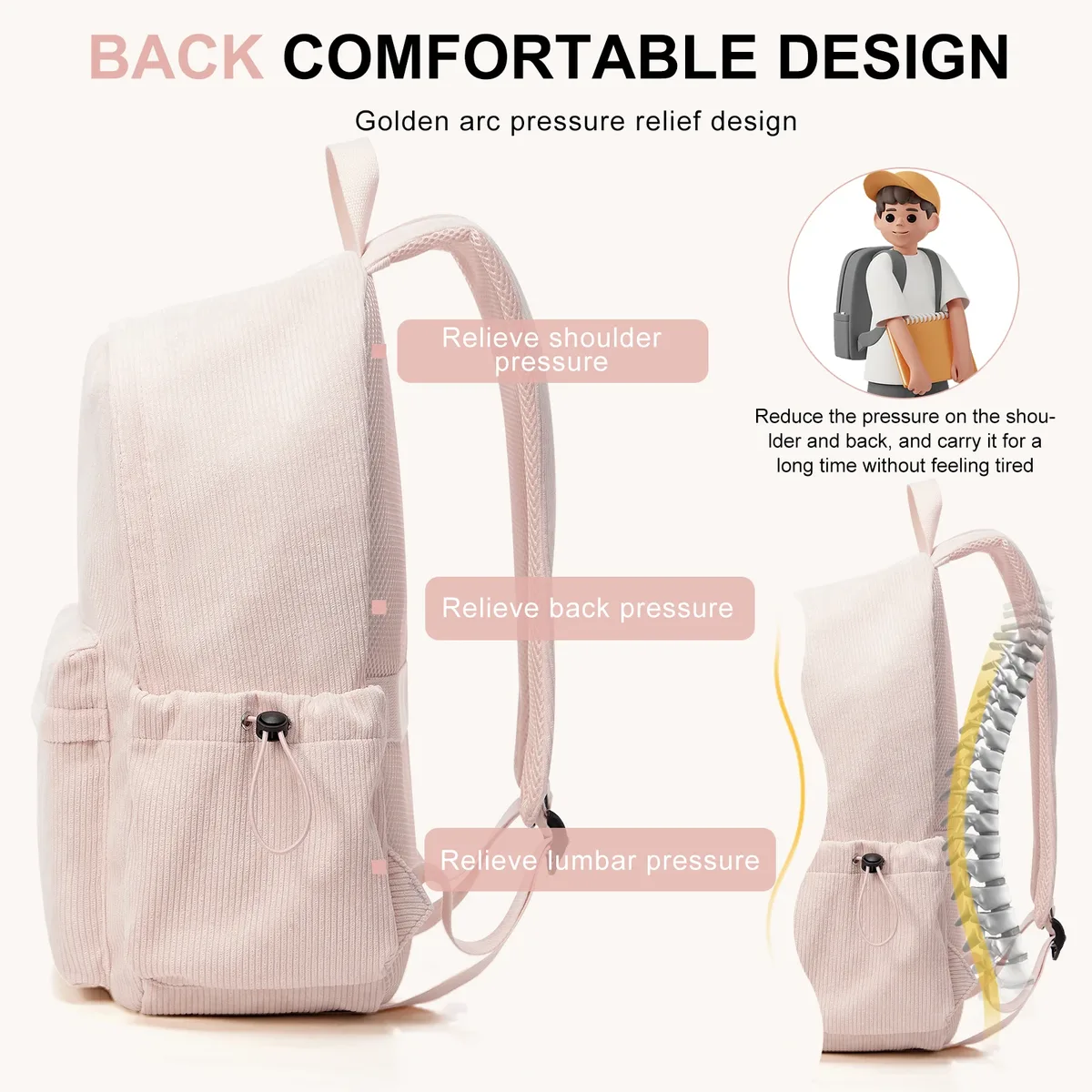 sac à dos d'école pour adolescents, filles et garçons, pochette d'ordinateur, convient aux voyages universitaires de 15.6 pouces, sac à dos de loisirs durable pour étudiants à la mode pour femmes