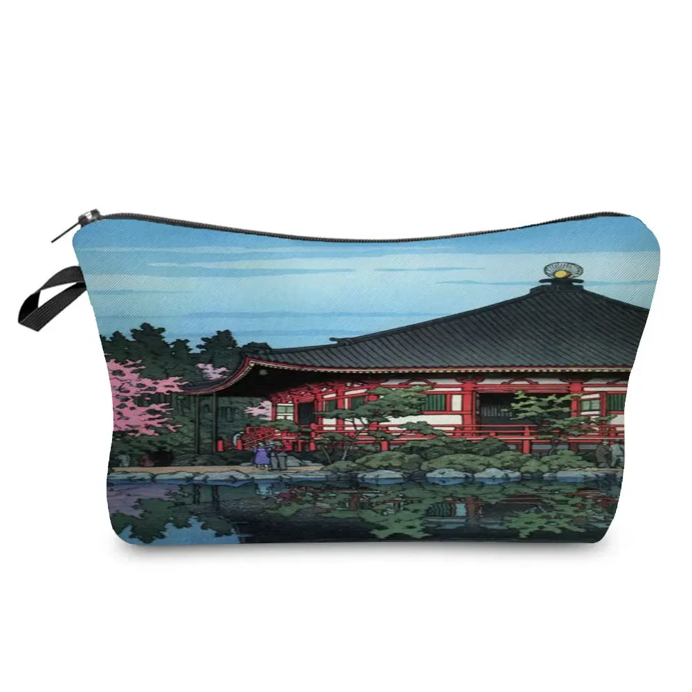 ukiyoe – mini trousse de maquillage pour femmes, design japonais, grue de styliste, trousse de toilette de voyage de plage, trousse à cosmétiques écologique réutilisable