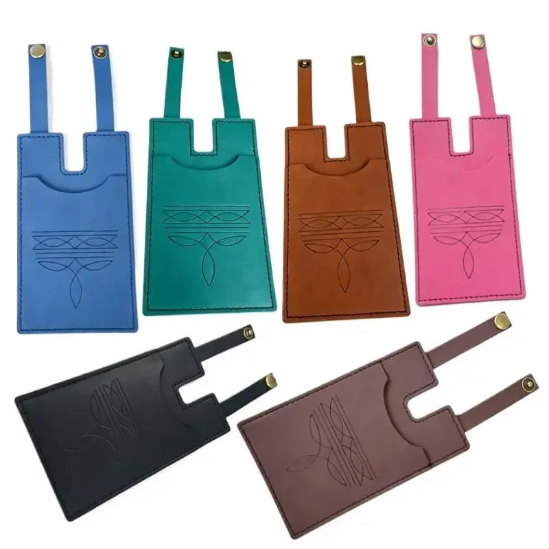 étiquettes de bagages en cuir pu gaufré, résistantes aux déchirures, avec fermeture à pression, étiquette de valise anti-perte pour voyage d'affaires, cadeau