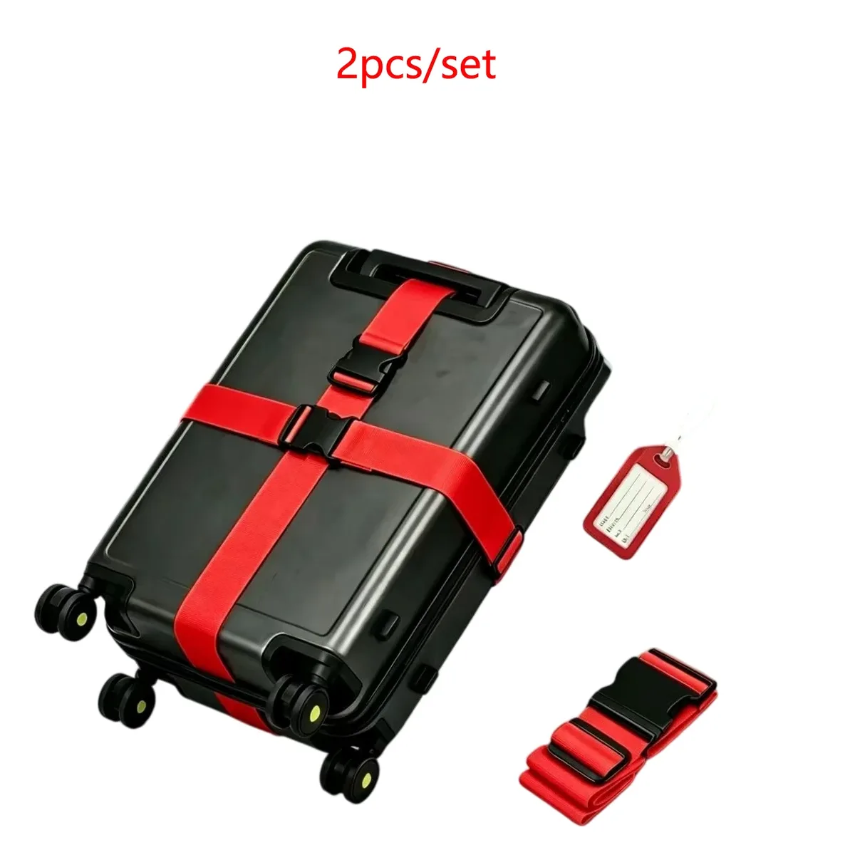 ensemble de 2 pièces - (1 sangle de bagage de 2 m, 1 étiquette d'identification) sangles de bagage et attaches de voyage multicolores et lumineuses, idéales pour sécuriser les bagages, les sacs à main et les bagages de voyage, permettant d'identifier rapidement les bagages personnels grâce à l'étiquette d'identification, un cadeau indispensable pour halloween.