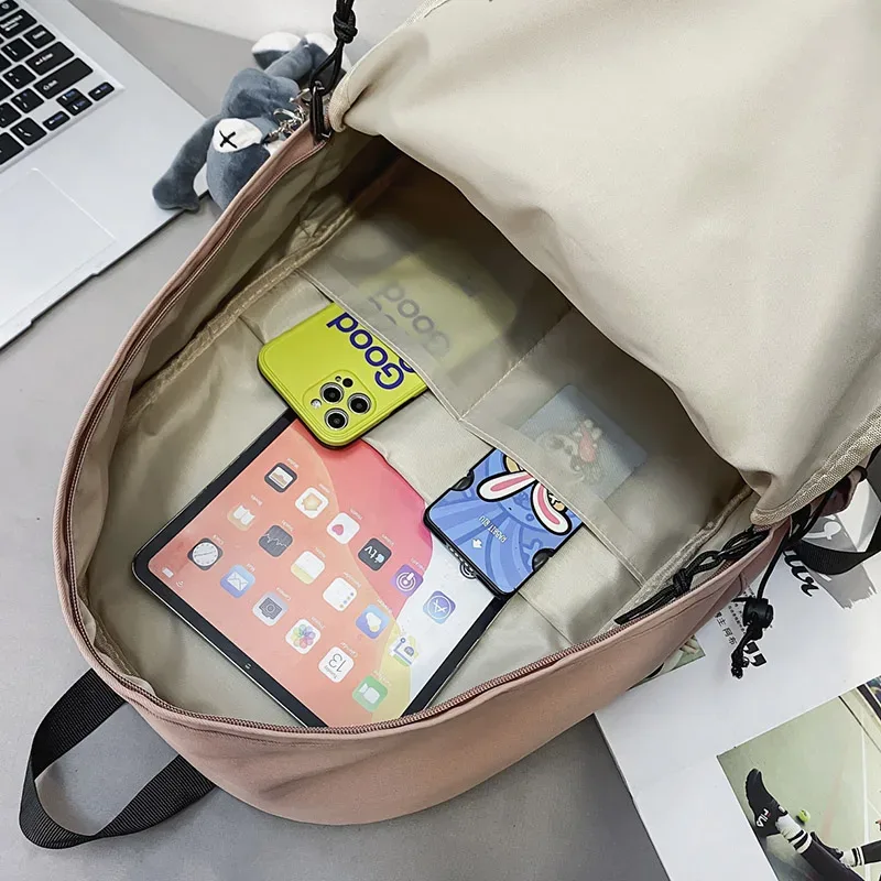 sac à dos pour femmes, couleur unie, grande capacité, décontracté, sac d'école pour étudiants, sac unisexe pour ordinateur portable, nouvelle mode