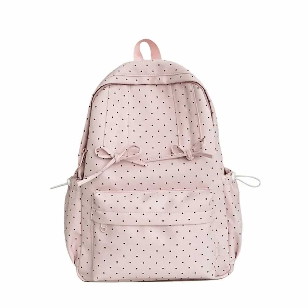 sac à dos y2k à pois, grande capacité, léger, minimaliste, durable, avec nœud, pour étudiants, école, voyage