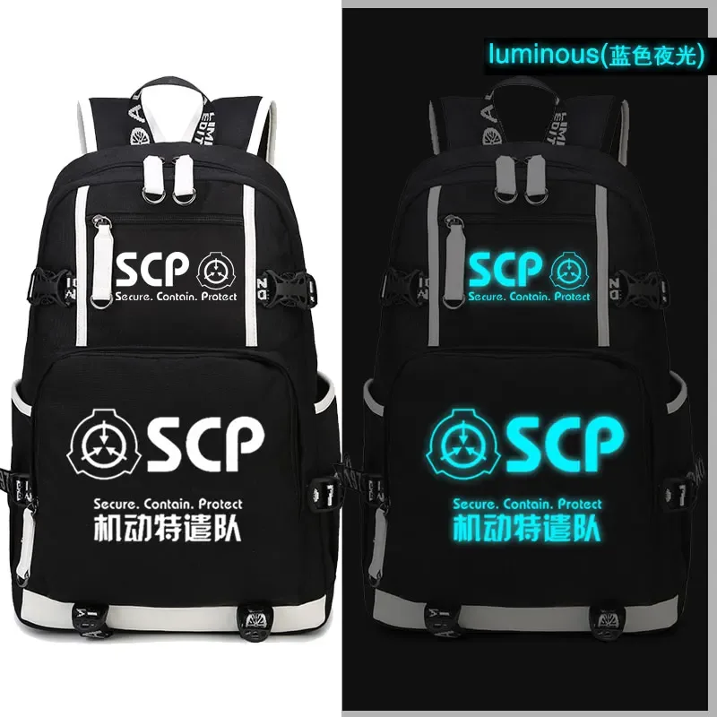 sac à dos scp secure contain protect, cartable noir, sacs d'école de dessin animé, sac à dos de voyage lumineux, sacs initiés par ordinateur portable usb
