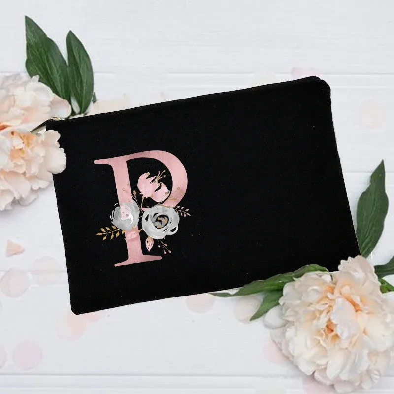 trousse de maquillage personnalisée avec nom initial, trousse à cosmétiques de mariée, pochette de toilette monogramme en toile, cadeaux pour demoiselle d'honneur, sacs de maquillage