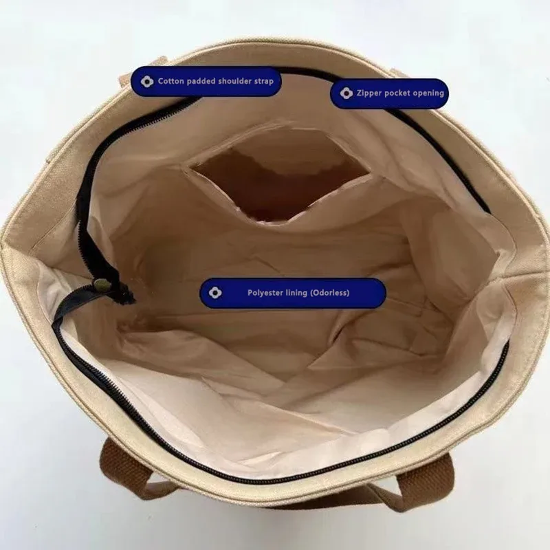 sac fourre-tout en toile pour femmes, sac de rangement à 2 couches, sac de transport de grande capacité pour étudiants, sacs à main à bandoulière portables, sac de shopping