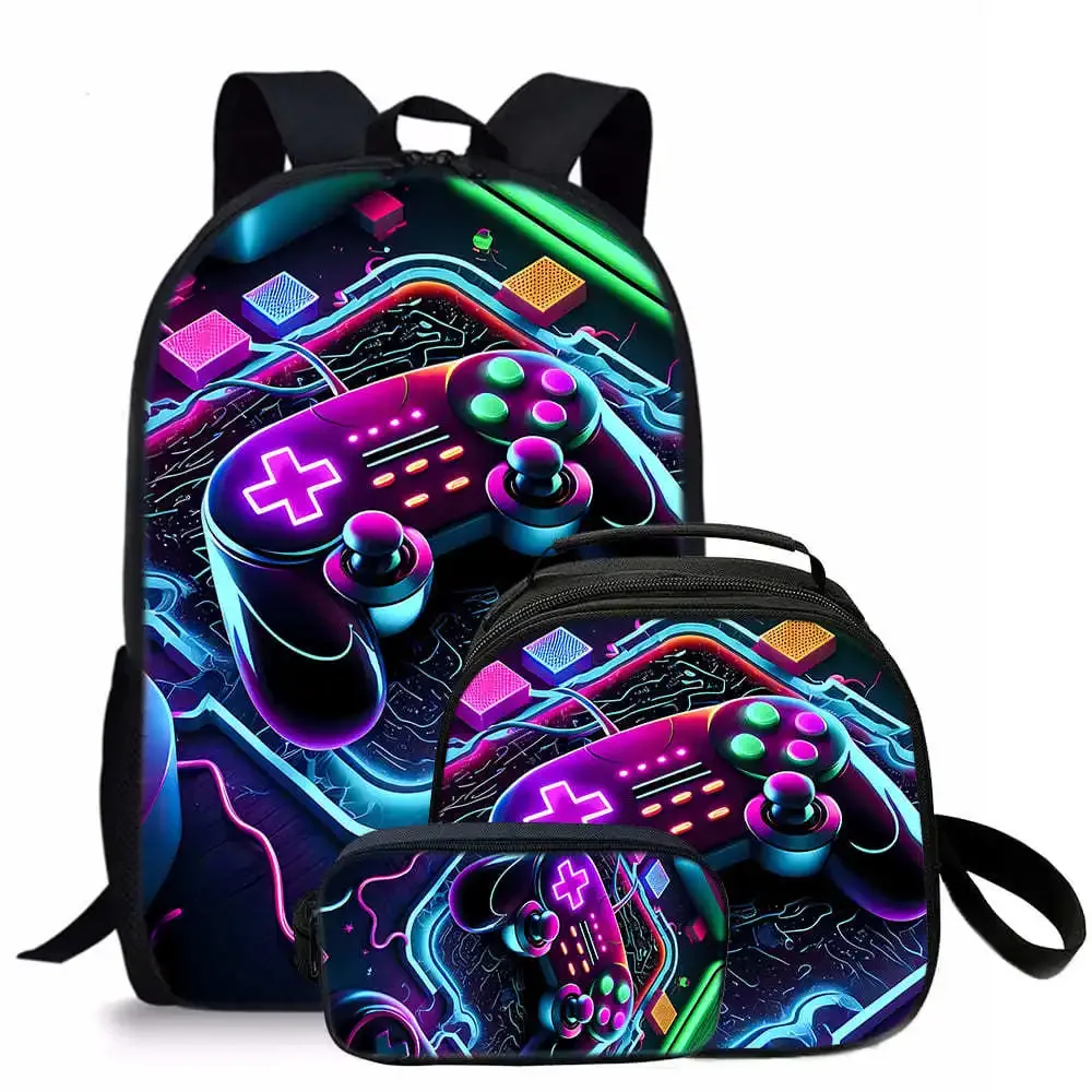 tapis de jeu tendance et populaire, imprimé en 3d, 3 pièces/ensemble, sacs d'école pour étudiants, sac à dos de voyage pour carnet de notes, sac à déjeuner à bandoulière, trousse à crayons