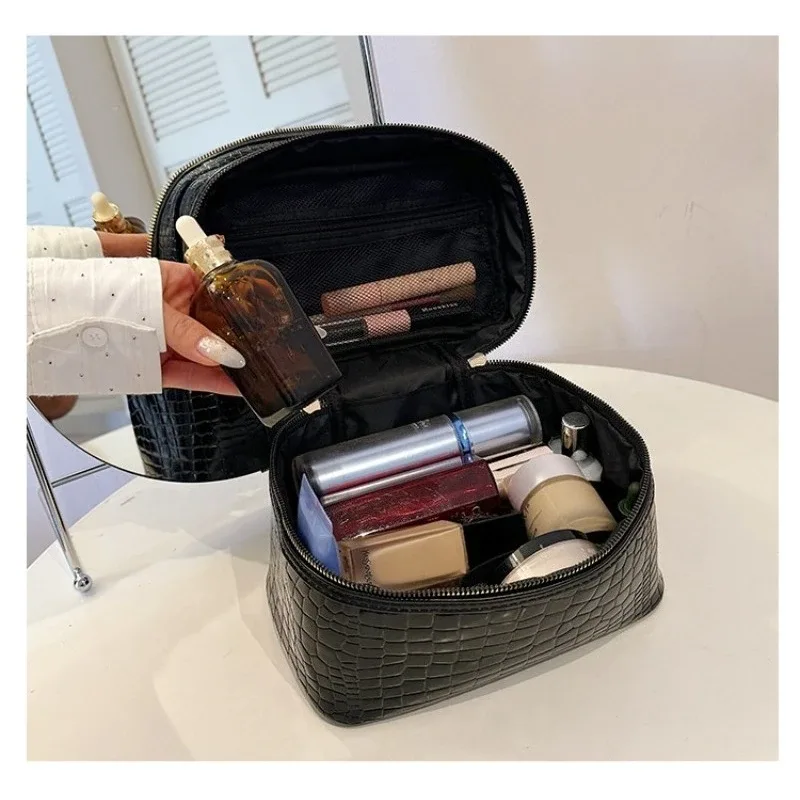 trousse de maquillage à motif crocodile, grande capacité, organisateur de cosmétiques portable, trousse de toilette pour femmes, pochette de maquillage