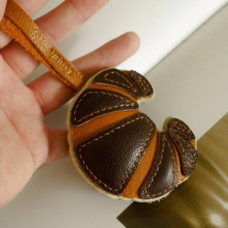 breloque de sac croissant en cuir pu, sac à dos animal kawaii, porte-clés doux, accessoire fait à la main, mignon couple ami, bijoux cadeau