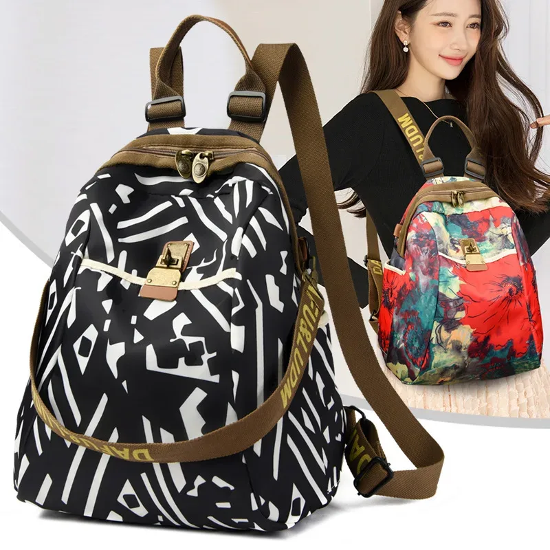 Nouvelle personnalité Style ethnique Double épaule sac pour femme simple épaule bandoulière sac pour femme étanche Oxford sac à dos