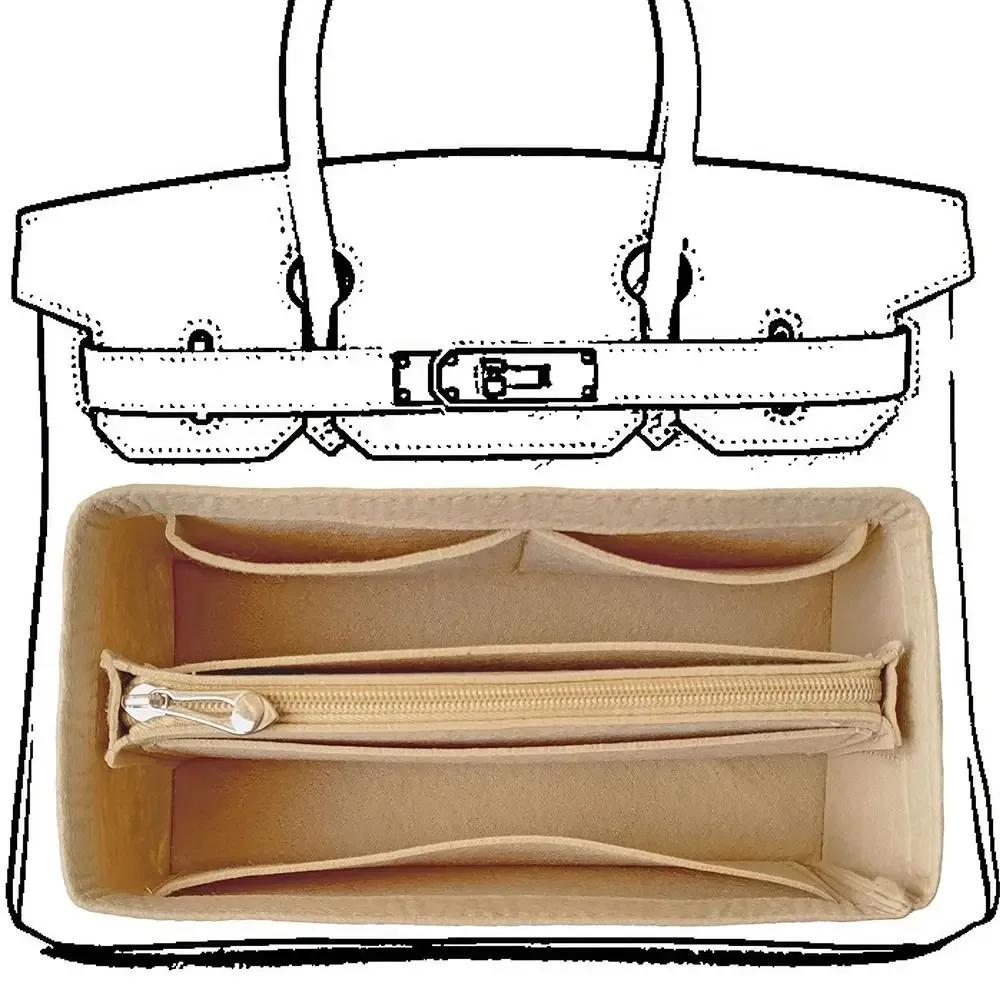 organisateur de sac multi-poches pour birkin25/30/35, sac intérieur, sac de rangement, sac à main en feutre, sac d'insertion, sac de doublure