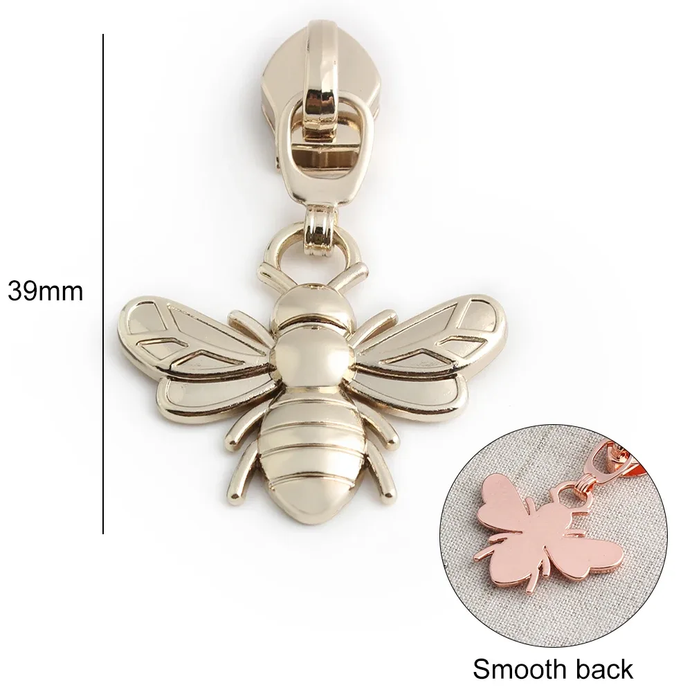 5/10/20 pièces en forme d'abeille 5 #   têtes de fermeture éclair pour fermetures éclair en nylon, tirettes de fermeture éclair pour sacs, vêtements, bagages, kit de réparation, accessoires de couture diy