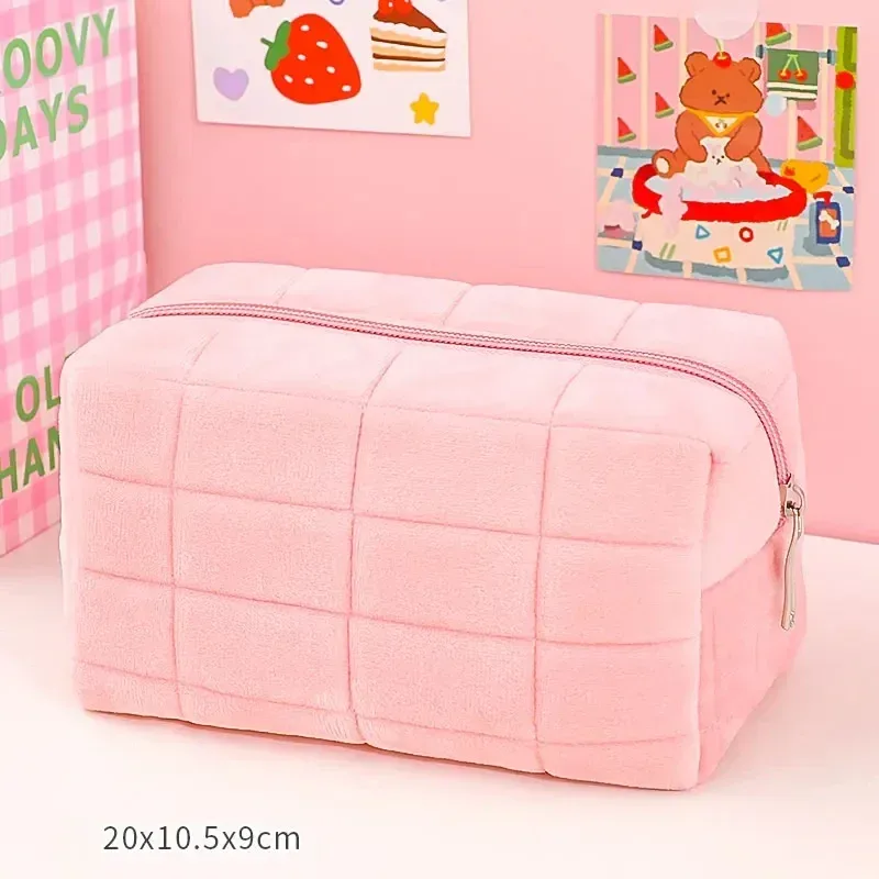 sac à cosmétiques design oreiller rose/blanc/bleu, 1 pièce, trousse à crayons, pochette à stylos, grande capacité, trousse de rangement pour étudiants