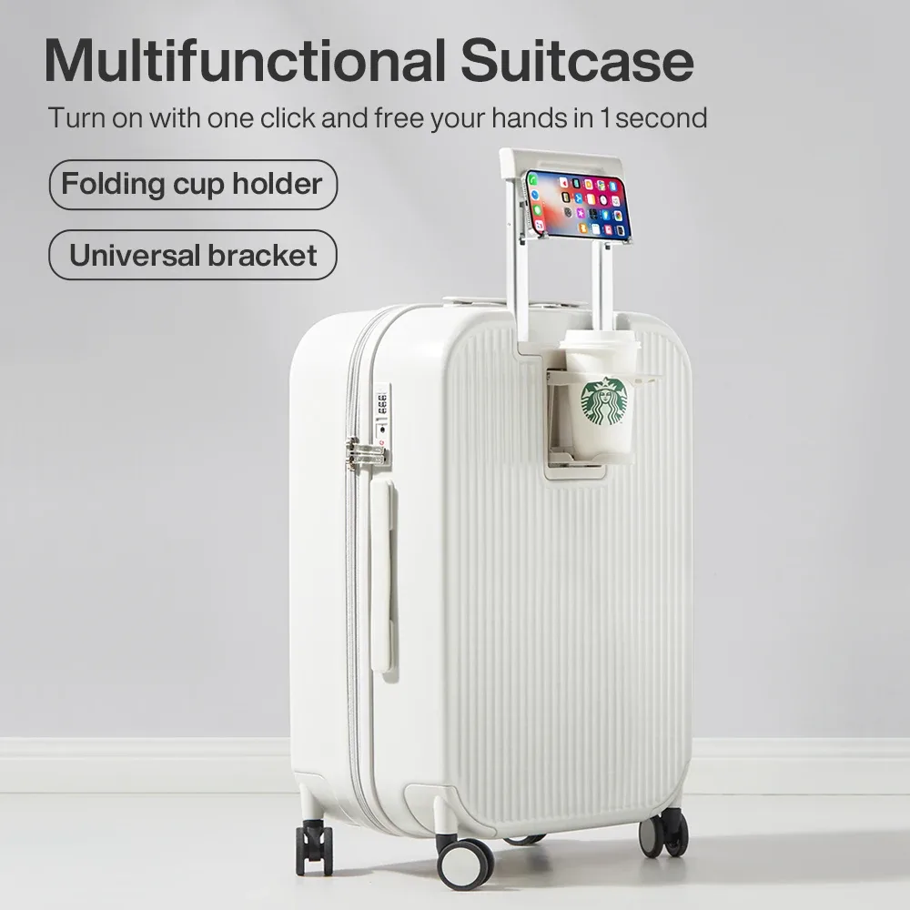 réi-bagage à main avec tasse, support de téléphone, coque rigide, valise de voyage à roulettes avec roues tournantes, 20 ", 24", 26 ", m9gaining