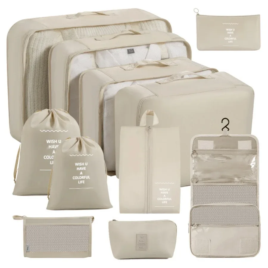 ensemble de sacs de rangement de voyage portables de 11 pièces, organisez facilement vos vêtements, chaussures et sous-vêtements, parfaits pour les voyages quotidiens, les voyages d'affaires, le rangement à domicile, les valises, les sacs de rangement de voyage, les chaussures, les toilettes et les sacs à linge