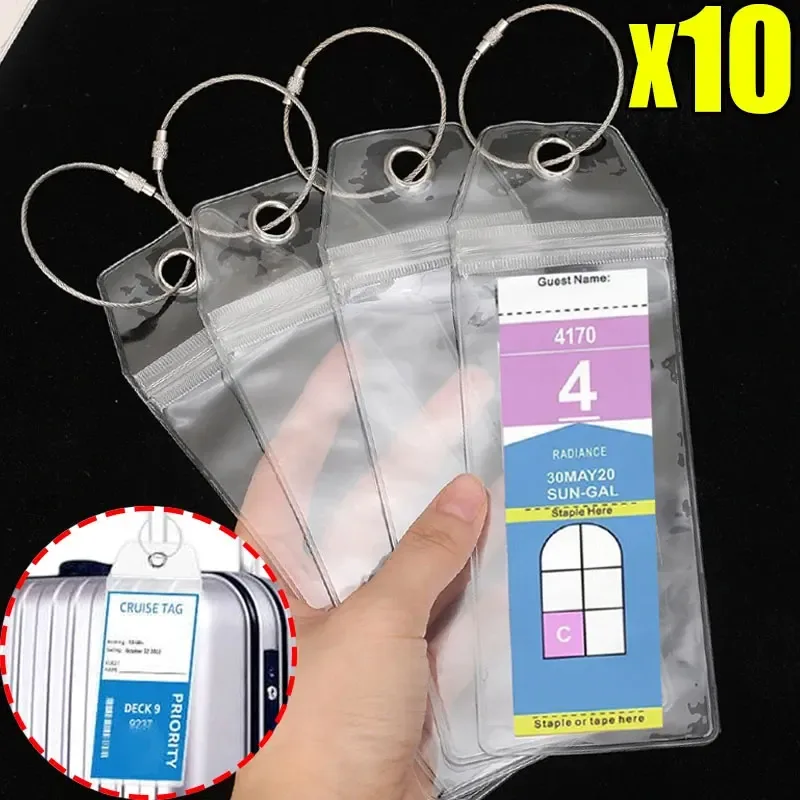 nouveau porte-étiquette de bagage de croisière, fermeture éclair étanche, pvc transparent, accessoires en plastique, acier inoxydable pour les croisières royal caribbean