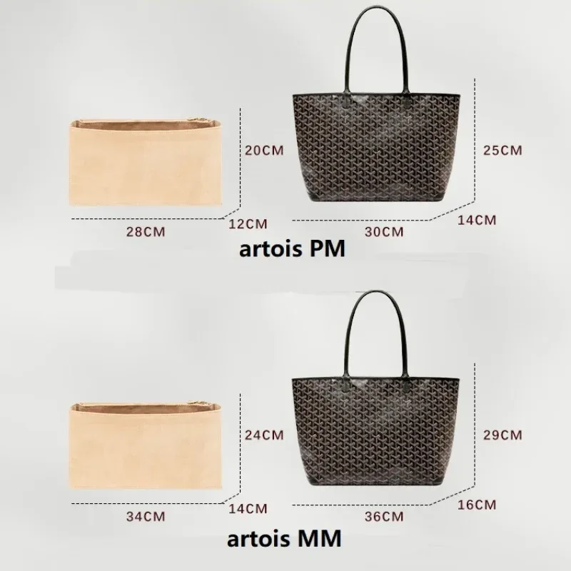 【vente uniquement sac intérieur】 organisateur de sac insérer pour goyard artois pm mm sac fourre-tout séparateur shaper protecteur sac intérieur organisateur