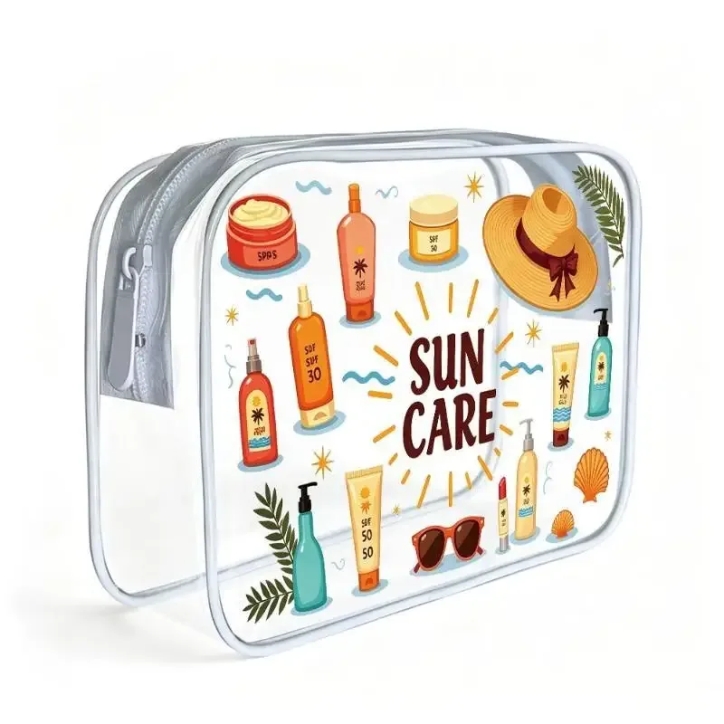 sac à cosmétiques transparent en pvc, sac de toilette portable étanche avec fermeture éclair, organisateur de toilette pour voyage, affaires, rangement quotidien du maquillage
