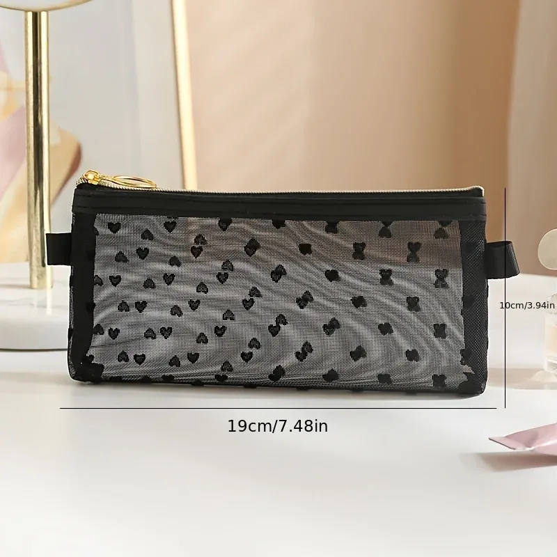 sac de rangement en maille pour cosmétiques de voyage, facile à nettoyer, sac de maquillage, trousse de toilette transparente, sac de rangement pour pinceaux, sac de plage pour fille