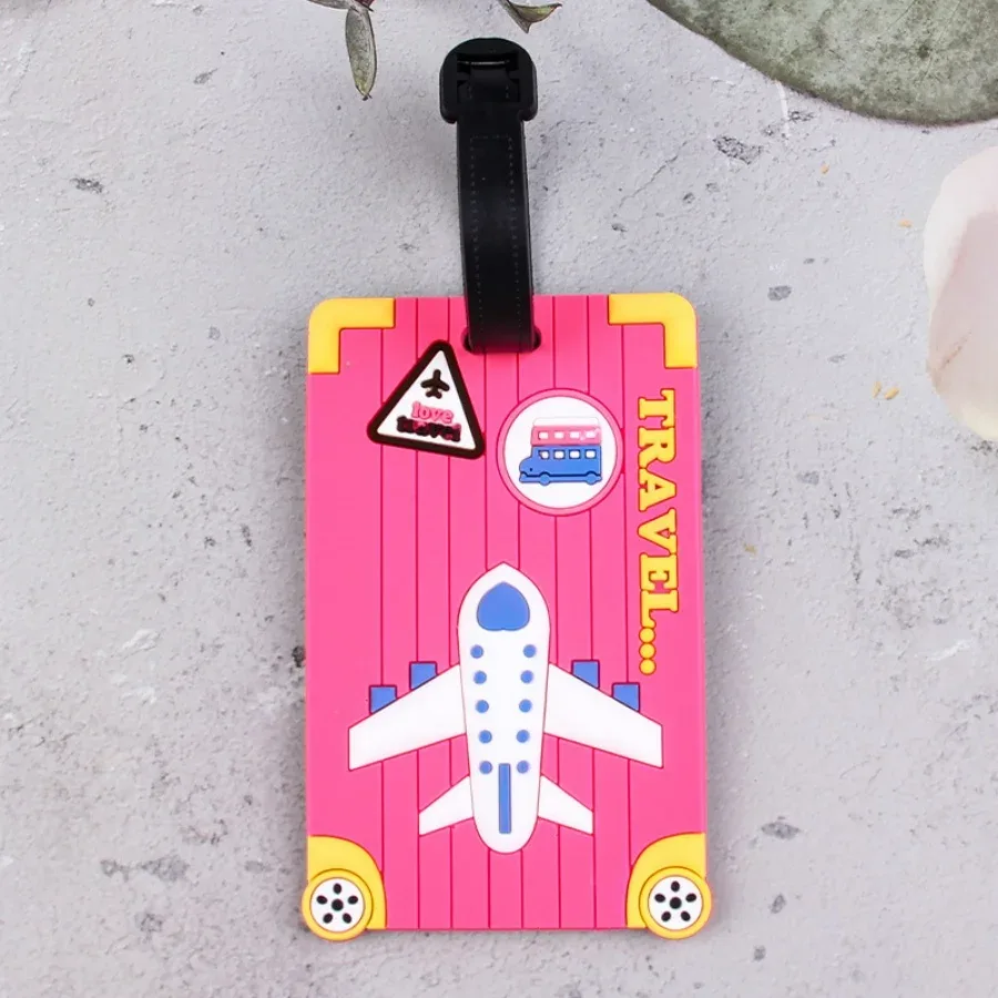 étiquettes de bagage en pvc souple, motif d'avion, étiquette de bagage mignonne, étiquette de valise créative, dessin animé, passe d'embarquement, accessoires de voyage en avion