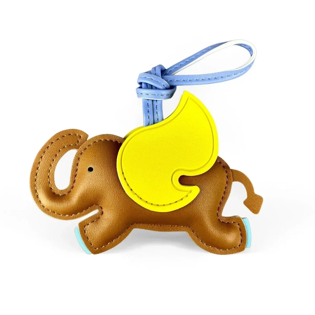 breloque amusante en cuir pu représentant un éléphant volant dumbo, pendentif animal pour sac à main, sac à dos, cadeau pour les amoureux des animaux, style bohème.