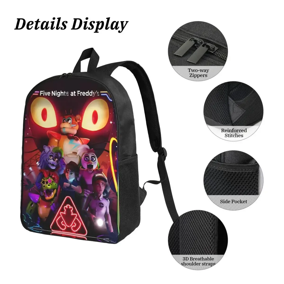 film fnaf 3pecs/ensemble sac à dos pour jeu adolescent sacs en toile sac à déjeuner trousse à crayons