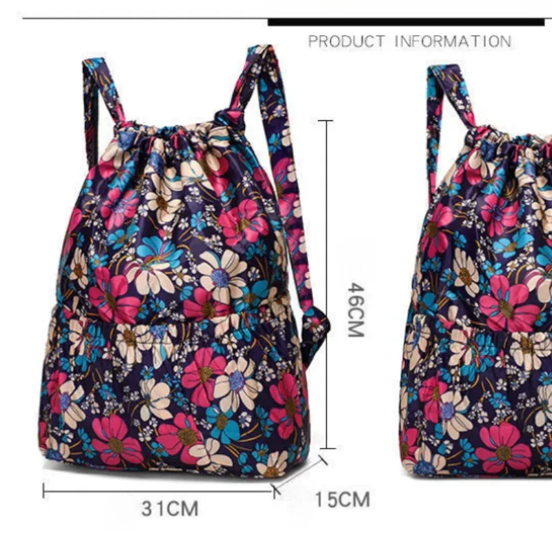 sac à dos de sport de plein air léger de grande capacité, sac à dos polyvalent en nylon avec cordon de serrage pour femmes