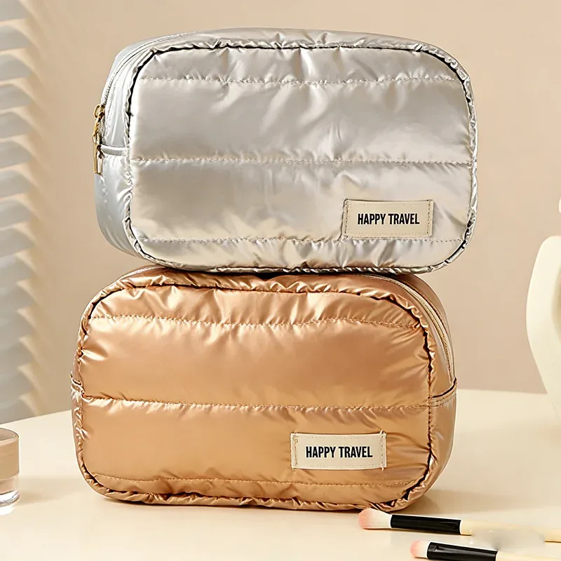 Sac à cosmétiques fourre-tout de grande capacité, nouvelle pochette de toilette de voyage or argent, organisateur de maquillage Portable pour rouge à lèvres, étui à cosmétiques