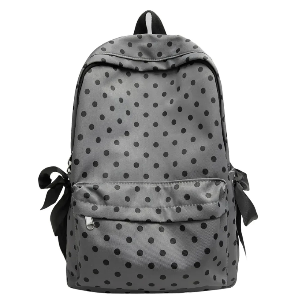 sac à dos y2k à pois, design minimaliste avec nœud, sac à dos léger et durable pour étudiants, idéal pour les trajets quotidiens