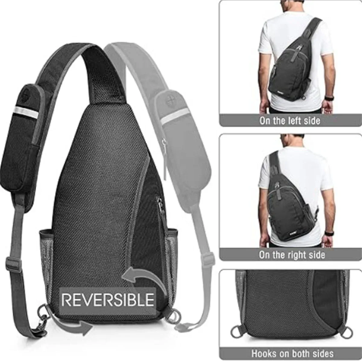 sac à bandoulière imperméable avec blocage rfid, sac à dos bandoulière, sac de poitrine, sac à dos de jour pour la randonnée et les voyages