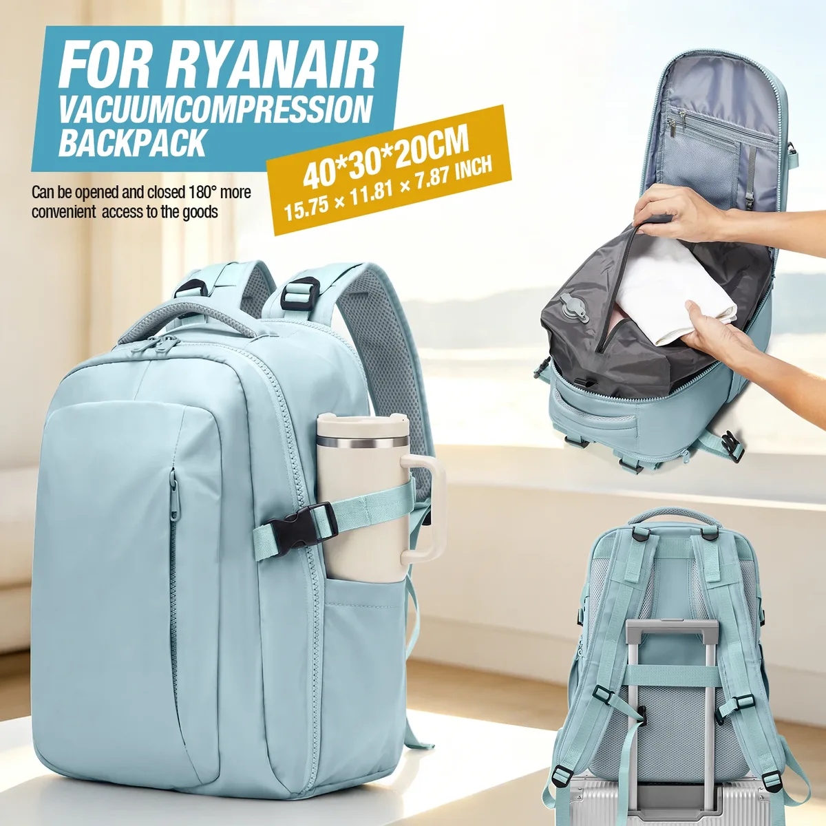 sac à dos de voyage sous vide 40x30x20 pour cabine ryanair wizzair easyjet, sac à dos de transport pour avion, sacoche pour ordinateur portable