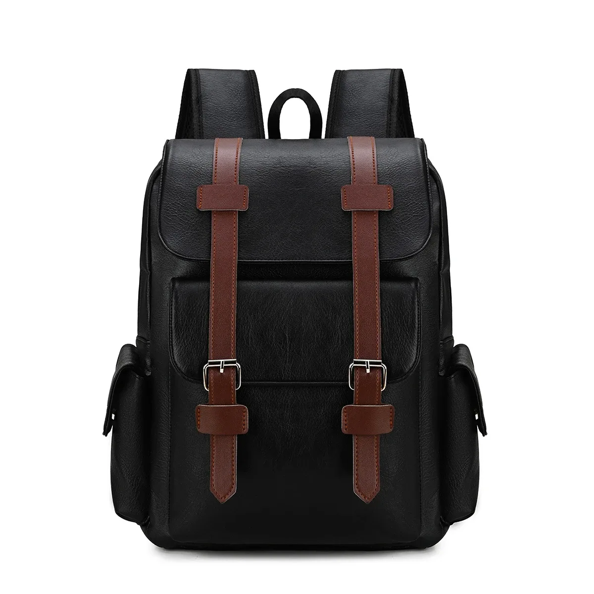 sac à dos rétro à rabat avec boucle, grande capacité, pour étudiants, affaires, ordinateur portable, couple, campus, voyage