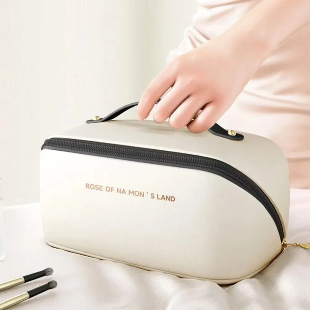sac de maquillage portable tendance, sac cosmétique en pu, multi-compartiments, grande capacité, sac de voyage organisateur