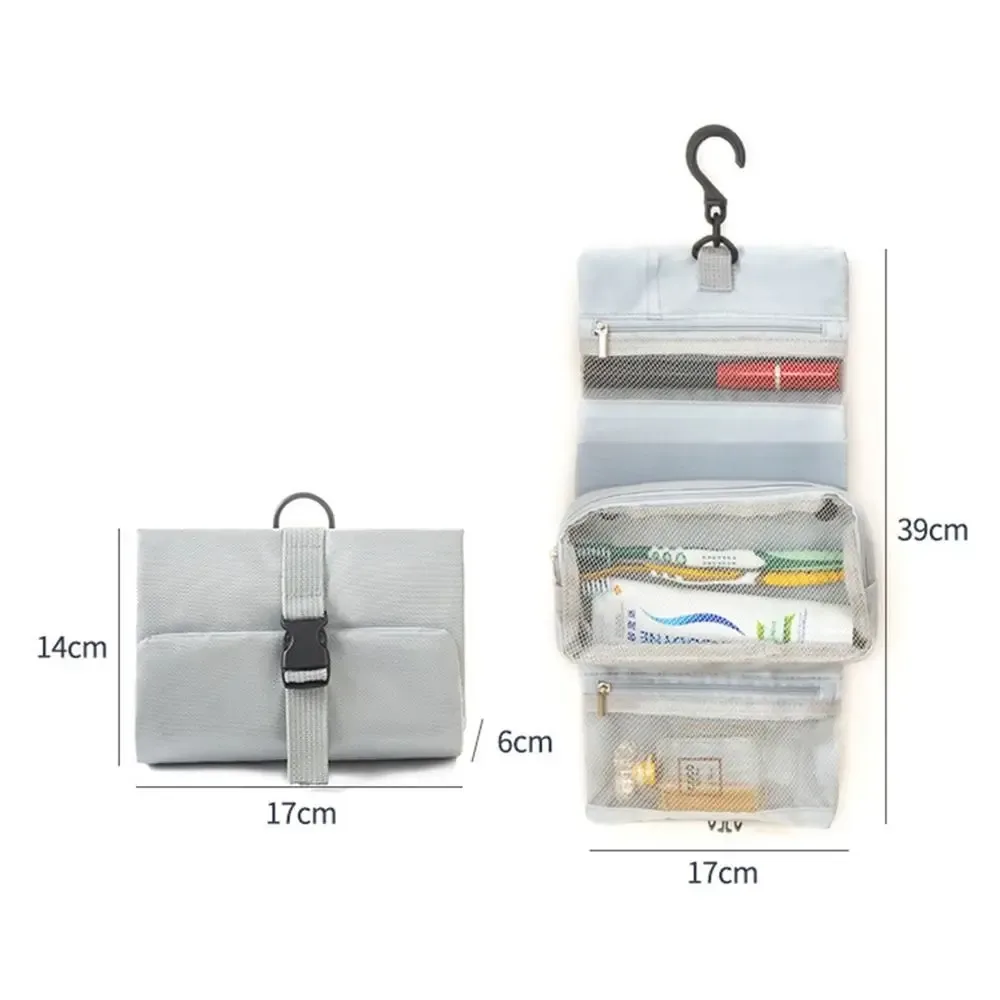 trousse de toilette pliable avec crochet, sac de rangement de cosmétiques multifonctionnel 3 en 1, sac de rangement étanche et détachable suspendu, sac de voyage