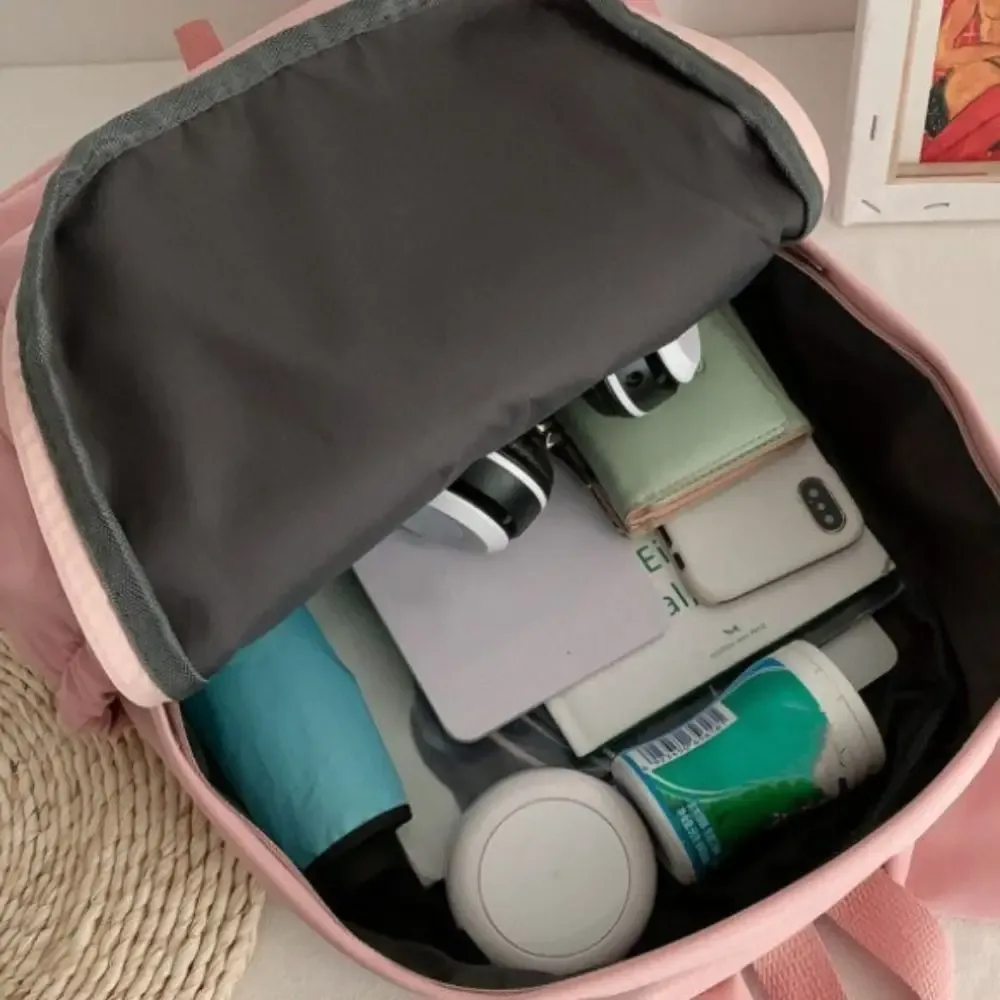 nouveau sac à dos étudiant à oreilles de lapin, couleur unie, sangle réglable, sac à dos pour femme, léger, grande capacité, sac de voyage pour étudiants