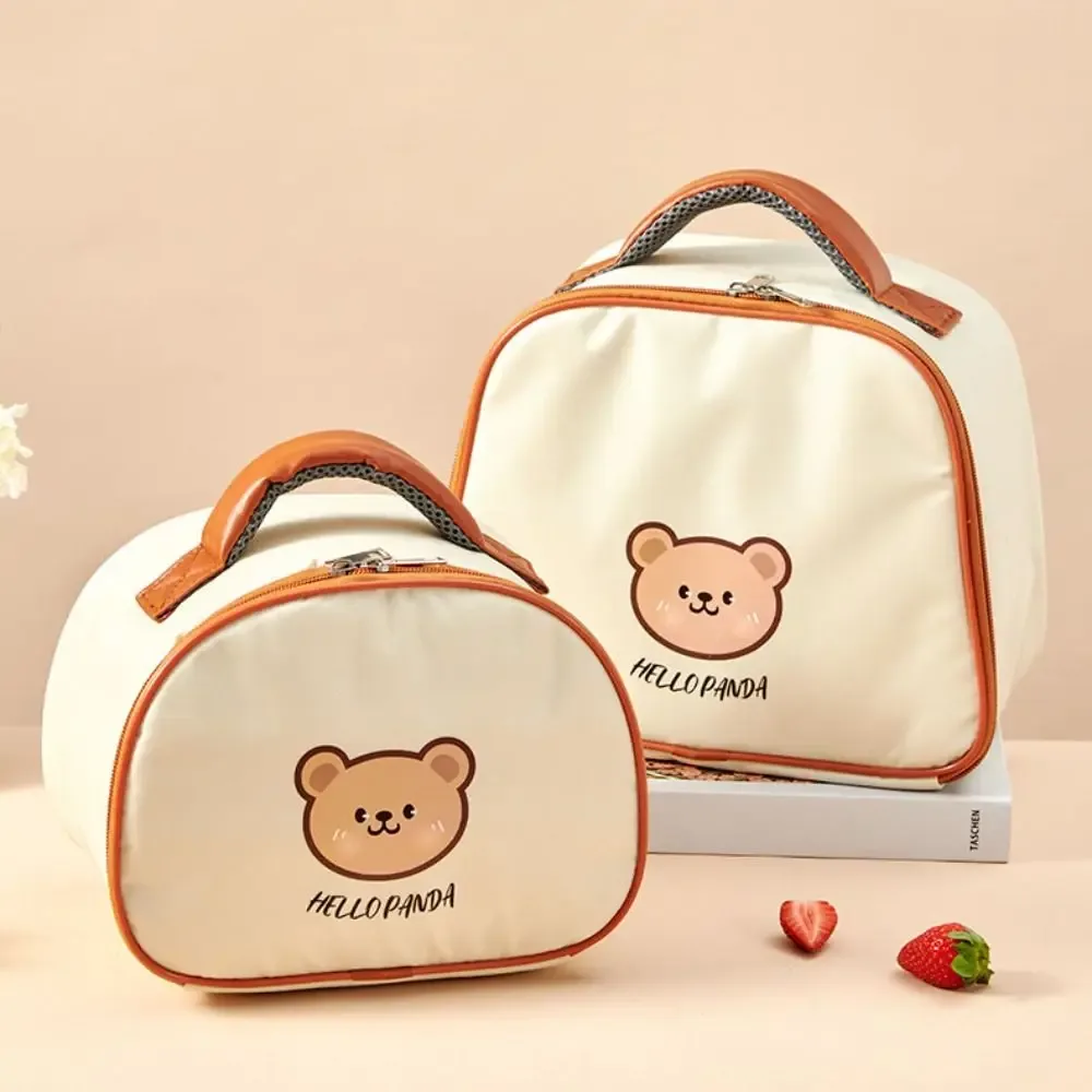 Nouvelle sacoche isotherme portable grande capacité motif ours mignon, sac de transport alimentaire thermique, sac isotherme étanche pour étudiants et adultes