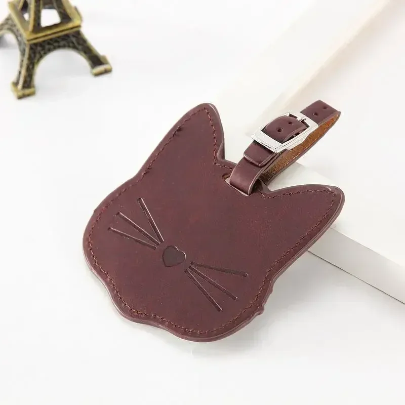 étiquette de bagage en cuir pu, porte-adresse pour valise, accessoires de voyage, étiquette nominative portable