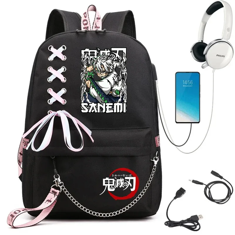 sac à dos imprimé demon slayer anime pour filles, sac à dos d'école décontracté, sac à dos de voyage léger pour adolescents