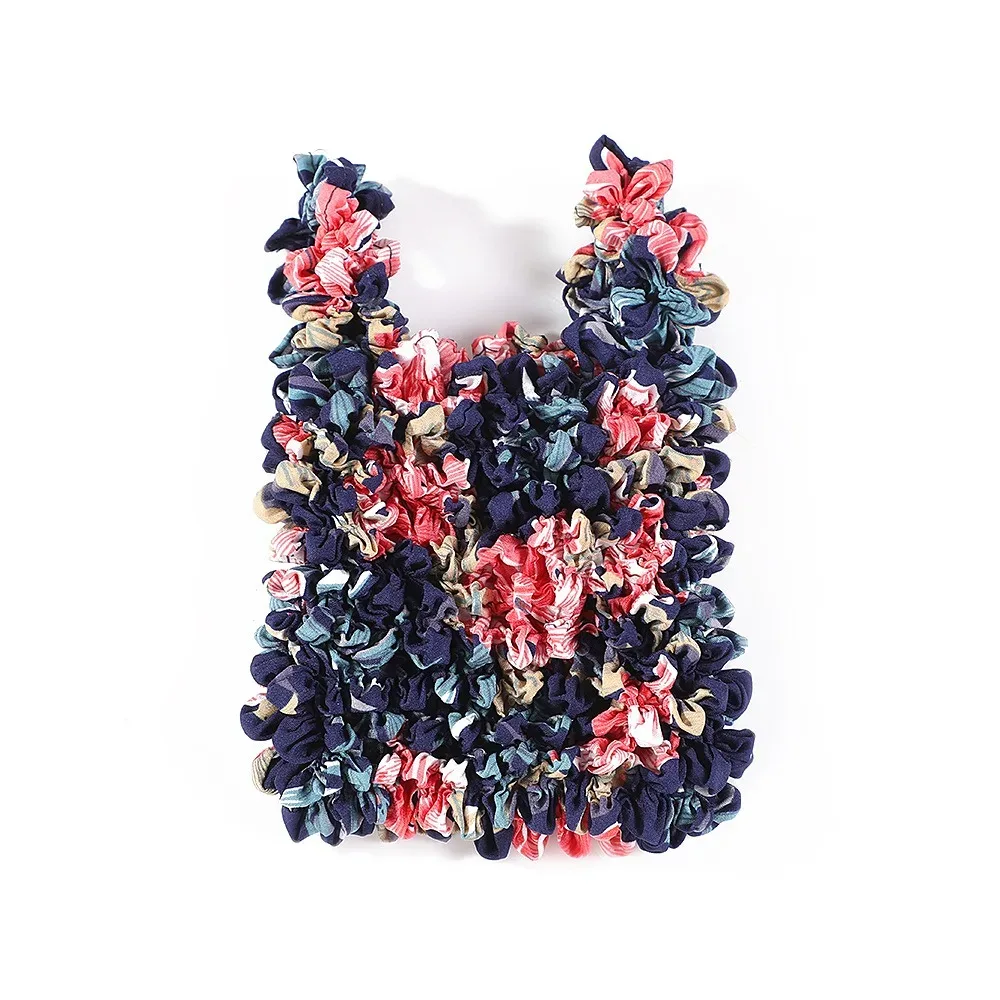 sac de courses plissé créatif multi-usage grande capacité en mousseline de soie, sac de rangement pliable à fleurs