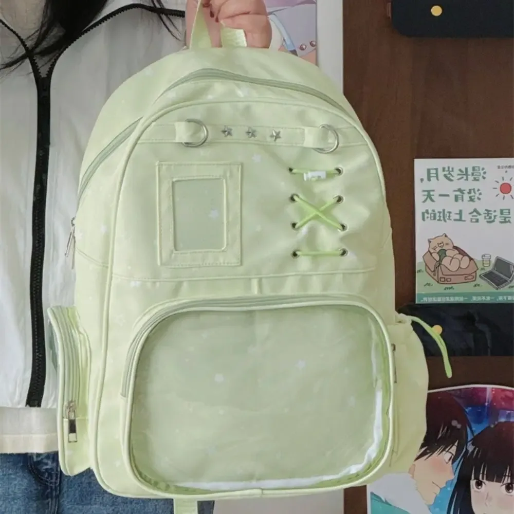 sac à dos transparent à imprimé étoiles, style lolita, itabag transparent, imprimé, avec plusieurs poches, pour usage quotidien.