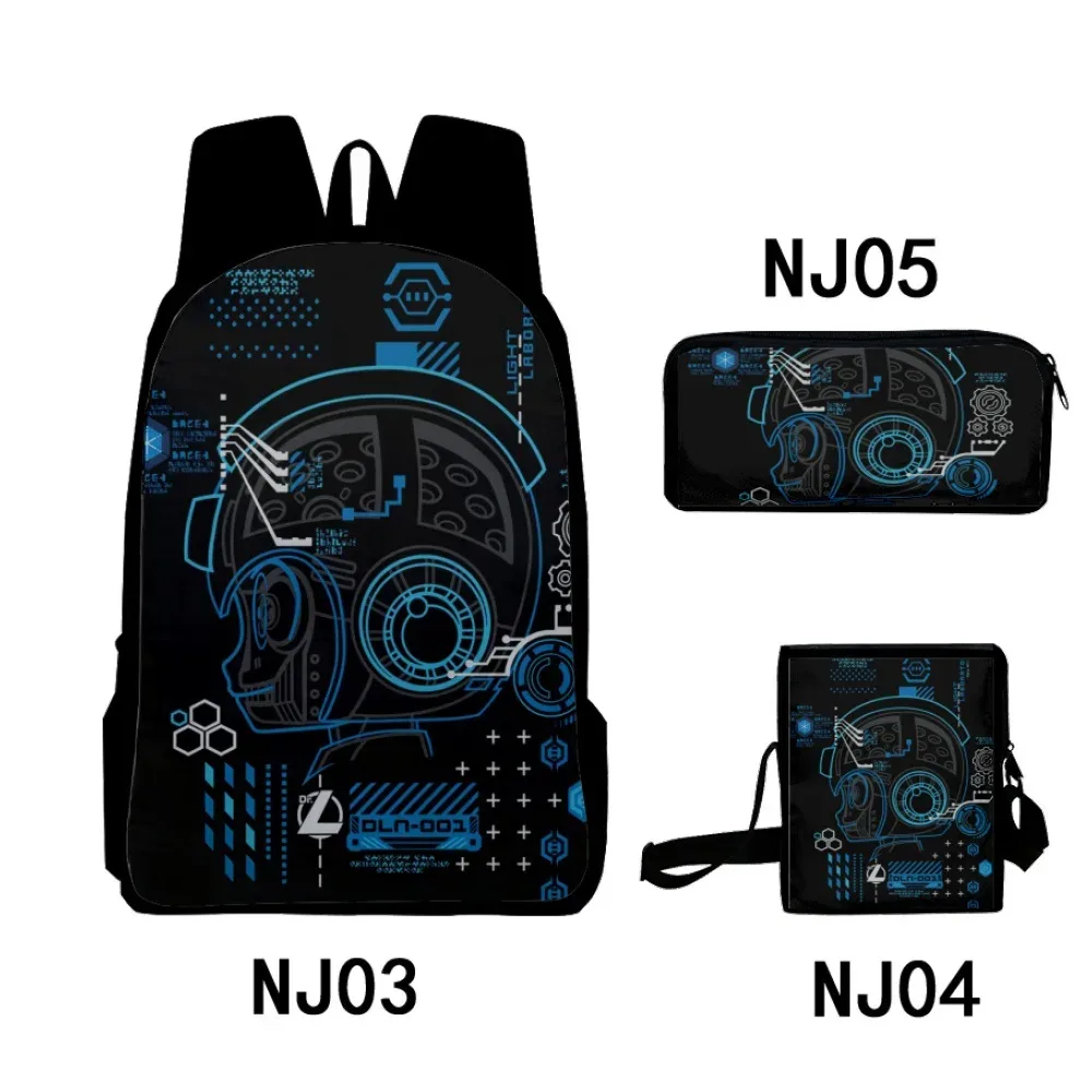 mode nouveauté cool rockman impression 3d 3 pièces/ensemble sacs d'école pour élèves sac à dos pour ordinateur portable sac à dos sac à bandoulière incliné trousse à crayons
