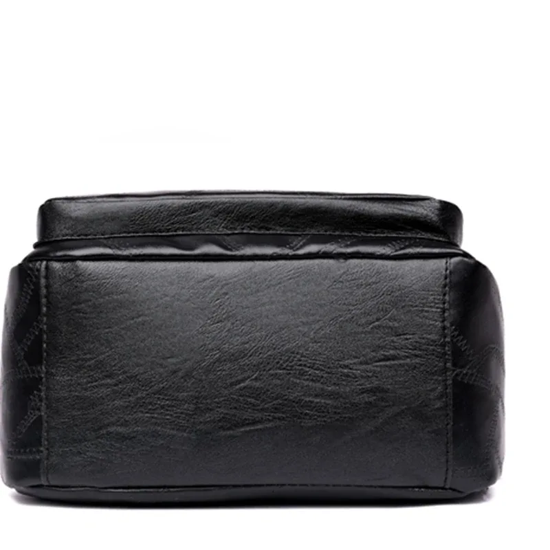 sac à dos décontracté vintage à rabat et pompon, sac à dos léger en cuir noir pour le shopping, les rendez-vous et les escapades de week-end